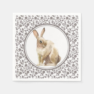 Easter Rabbit Floral Napkin