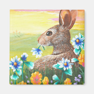 Easter Rabbit Flowers Creationarts Magnet