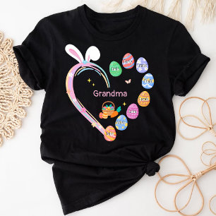 Easter Rabbit Heart Easter Egg Grandma Family Name T-Shirt