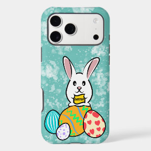 Easter Rabbit Holding a Banner on Easter Eggs
