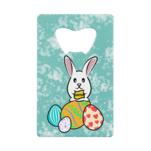Easter Rabbit Holding a Banner on Easter Eggs