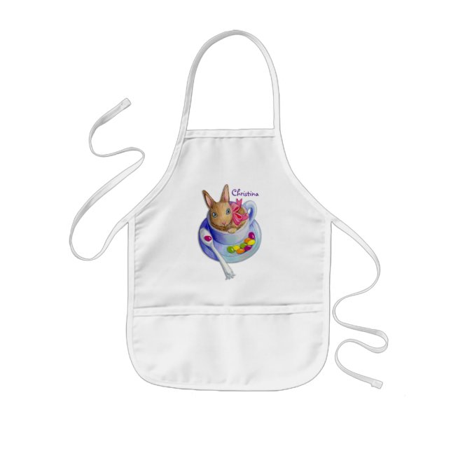 Easter Rabbit in Tea Cup Kids Apron (Front)