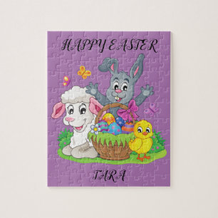 Easter rabbit, lamb & chick puzzle personalised.