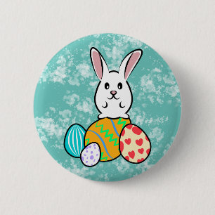 Easter Rabbit on Easter Eggs 6 Cm Round Badge