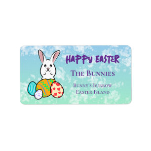 Easter Rabbit on Easter Eggs Label