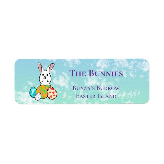 Easter Rabbit on Easter Eggs Return Address Label (Front)