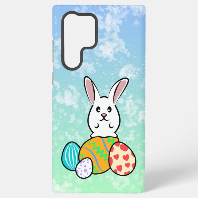 Easter Rabbit on Easter Eggs Samsung Galaxy S22 Ultra Case (Back)