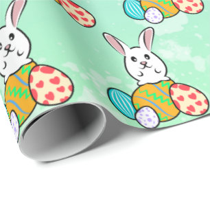 Easter Rabbit on Easter Eggs Wrapping Paper