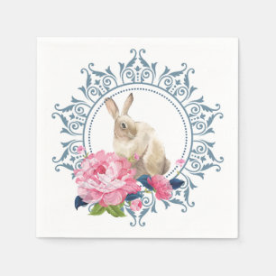 Easter Rabbit Pink Floral Napkin