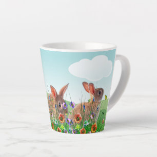 Easter Rabbit Spring Flowers Latte Mug