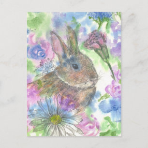 Easter Rabbit Spring Garden Holiday Postcard