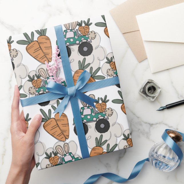 Easter Rabbit Trucks Wrapping Paper (Gifting)