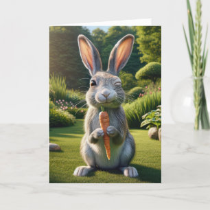 Easter Rabbit With a Carrot Holiday Card
