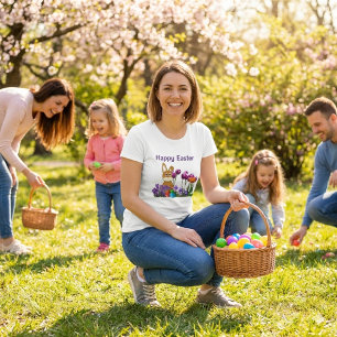Easter Rabbit with Tulip Flowers Holiday T-Shirt