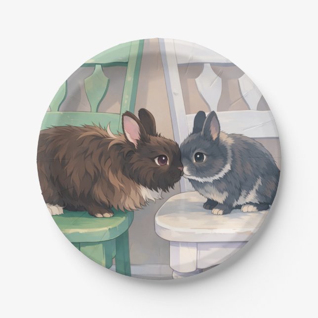 Easter Rabbits Paper Plates 7" (Set of 8) (Front)