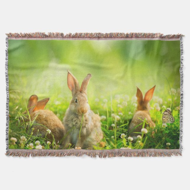 Easter Rabbits Throw Blanket (Front)