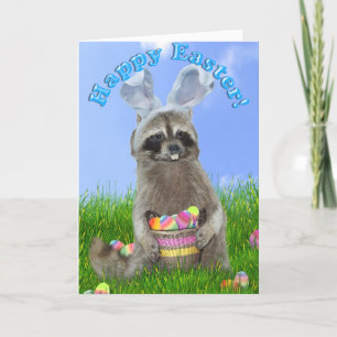 Easter Racoon Bandit Holiday Card