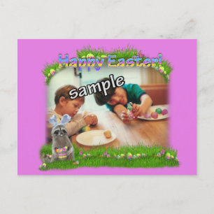 Easter Racoon Bandit Photo Frame Holiday Postcard