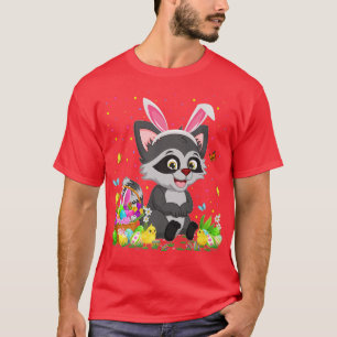 Easter Racoon Bunny Egg Hunting Racoon Easter Su T-Shirt