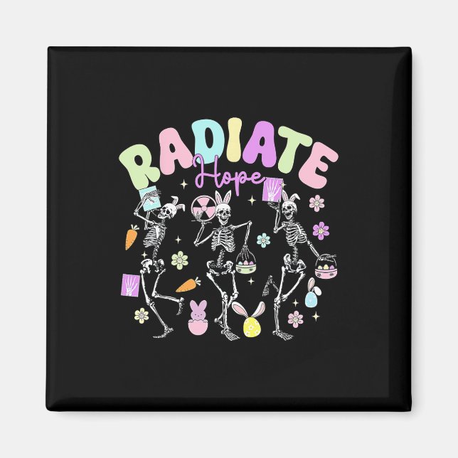 Easter Radiology Therapist Skeleton Dancing Radiat Magnet (Front)