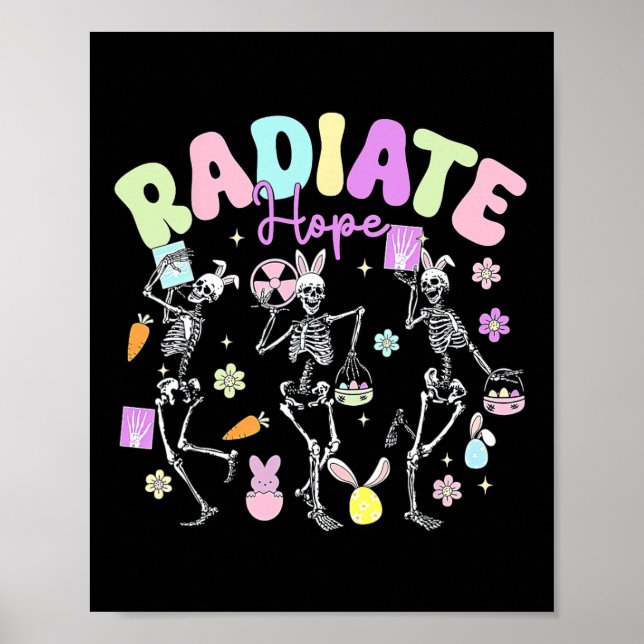 Easter Radiology Therapist Skeleton Dancing Radiat Poster (Front)