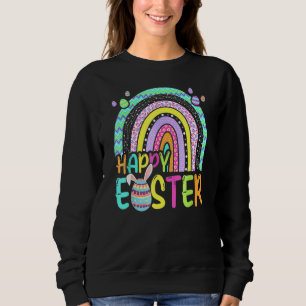 Easter Rainbow Bunny Easter Rabbit Egg Hunting Bas Sweatshirt
