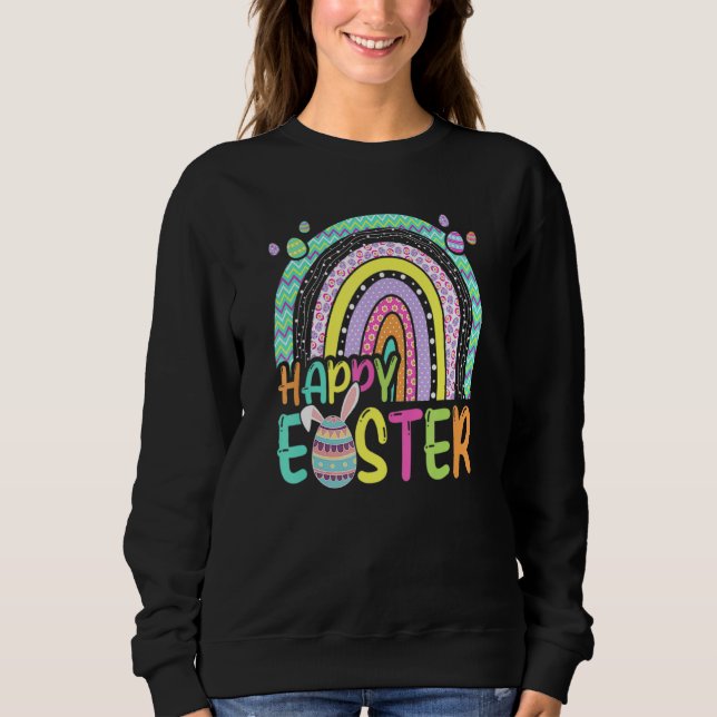 Easter Rainbow Bunny Easter Rabbit Egg Hunting Bas Sweatshirt (Front)