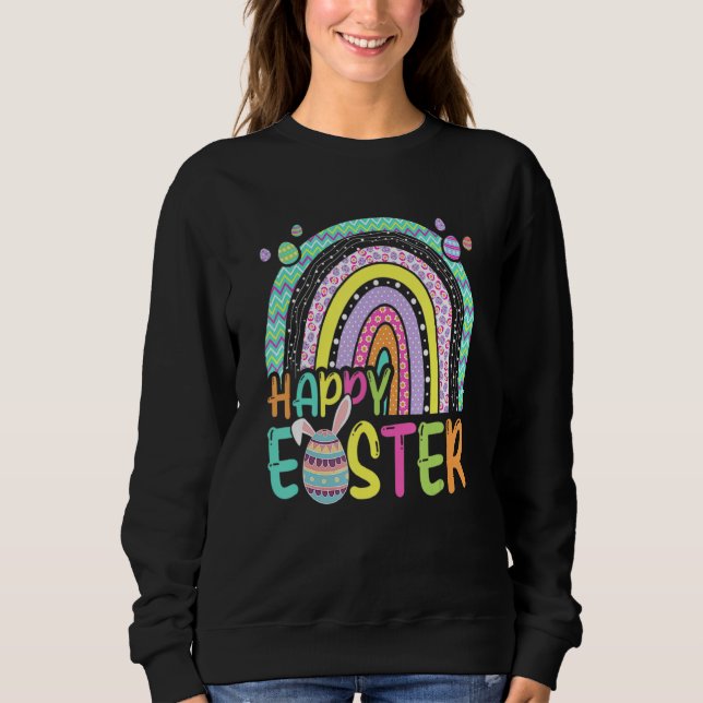 Easter Rainbow Bunny Easter Rabbit Egg Hunting Bas Sweatshirt (Front)
