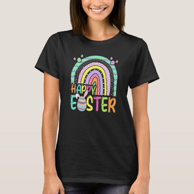 Easter Rainbow Bunny Easter Rabbit Egg Hunting Bas T-Shirt (Front)