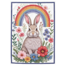 Easter Rainbow Meadow Spring Flowers Wild Rabbit 