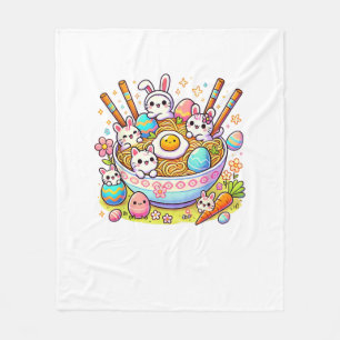 Easter Ramen Cats Cute Anime Happy Easter Day Wome Fleece Blanket