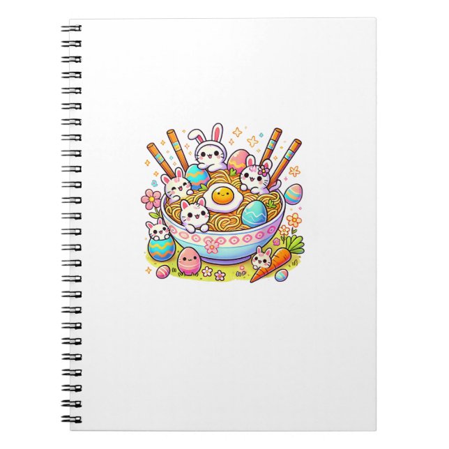 Easter Ramen Cats Cute Anime Happy Easter Day Wome Notebook (Front)