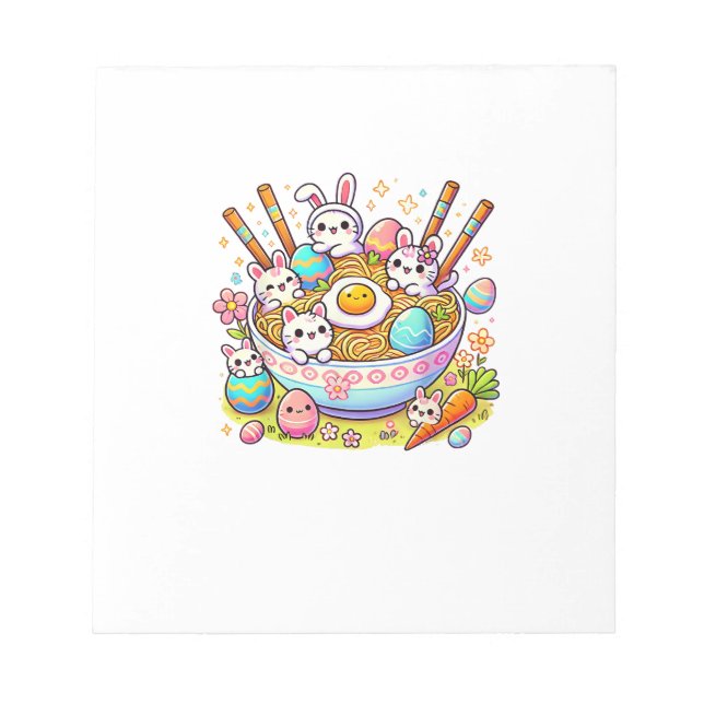 Easter Ramen Cats Cute Anime Happy Easter Day Wome Notepad (Front)