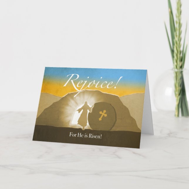 Easter, Rejoice! For He is risen! Christ's Tomb Card (Front)