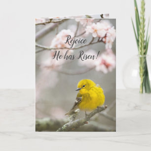 Easter Rejoice He is Risen Spring Bird Holiday Card