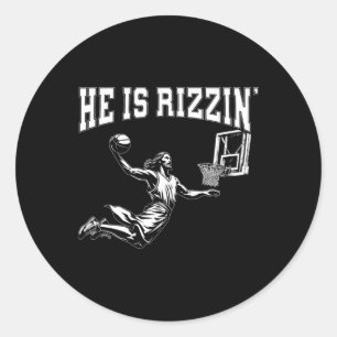 Easter Religion Funny Basketball Jesus Meme He Is Classic Round Sticker