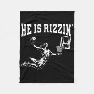 Easter Religion Funny Basketball Jesus Meme He Is Fleece Blanket