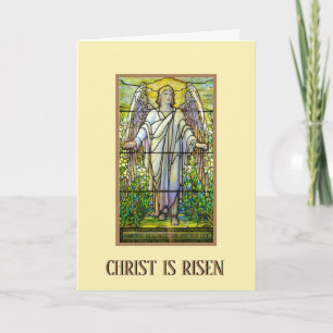 Easter Religious Blessings Stained Glass Angel Holiday Card