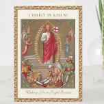 Easter Religious Resurrection Jesus Christian Holiday Card<br><div class="desc">Featuring a beautiful traditional Easter card with the resurrection of Jesus from the tomb by Billaux-Grossé .   A beautiful Easter prayer is inside below a gold cross with lily.   All text and fonts may be customised.</div>