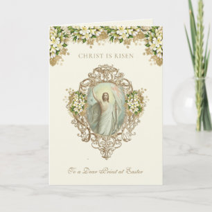 Easter Religious Resurrection Jesus Priest Holiday Card