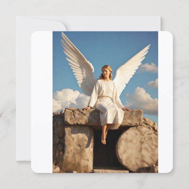 Easter Resurrection Angel Sitting Greetings Card (Front)