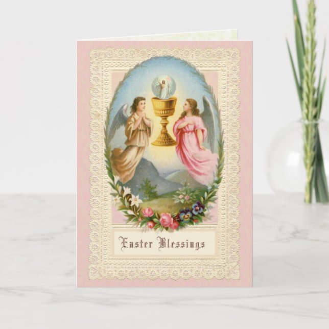 Easter Resurrection Angels Jesus Catholic Holiday Card (Front)