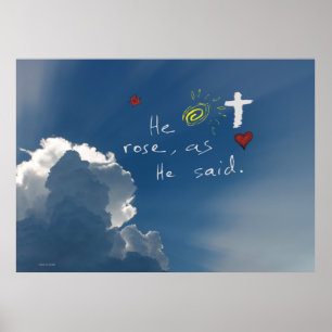 Easter Resurrection He Is Risen Jesus Rose Poster