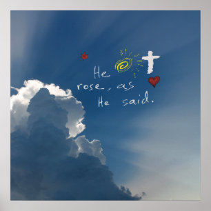 Easter Resurrection He Is Risen Jesus Rose Poster