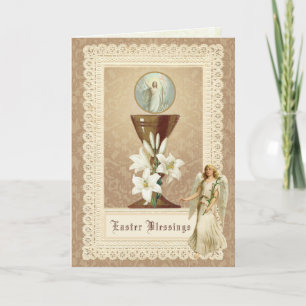 Easter Resurrection Jesus Angel Eucharist Catholic Holiday Card