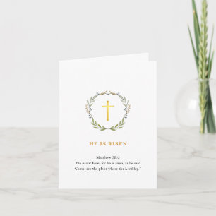 Easter Resurrection Jesus Faux gold cross Christ Holiday Card