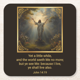 Easter Resurrection Religious Square Paper Coaster