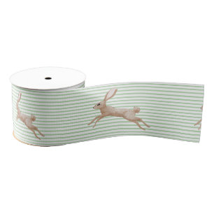 Easter Ribbon with Leaping Bunny Design Grosgrain Ribbon