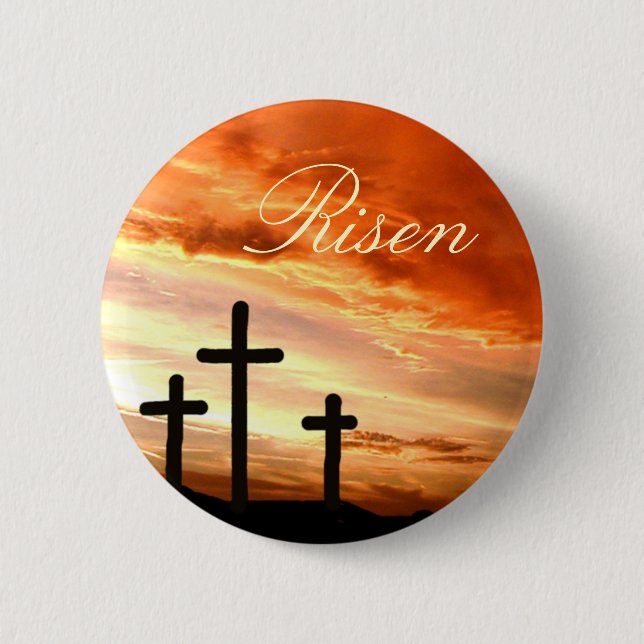 Easter risen 6 cm round badge (Front)