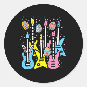 Easter Rocker Guitars Rock Music Men Boys Kids Tee Classic Round Sticker
